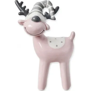 Vánoční dekorace Sob keramika 10cm růžová (534672)