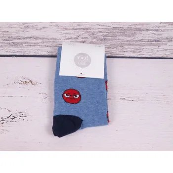 Ponožky YO SK06 modré s červenými smajlíky velikosti ponožek: 20-22 ( EUR vel. 31-34)