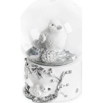 Vánoční dekorace Sněžítko ptáček sádra 6,5cm bílá