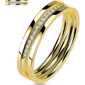 Prsten Šperky4U Zlacený ocelový prsten - velikost 57 - OPR1884-57