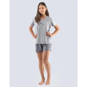 GINA dětské pyžamo krátké dívčí, šité, s potiskem Pyžama 2021 29006P šedá černá 140/146