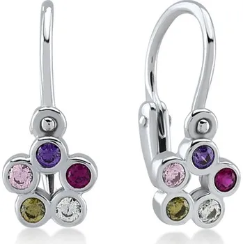 Náušnice Lillian Vassago Dětské náušnice kytička s barevnými zirkony z bílého zlata, zapínání brizura LLV66-KGER031