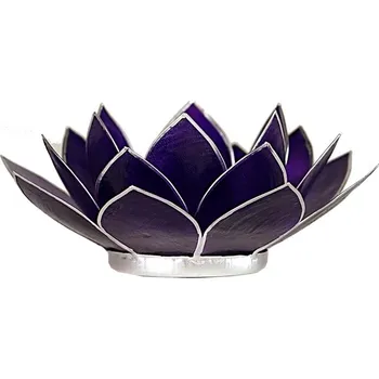 Svícen Mani Bhadra Svícen lotos fialový 7. čakra 13,5cm