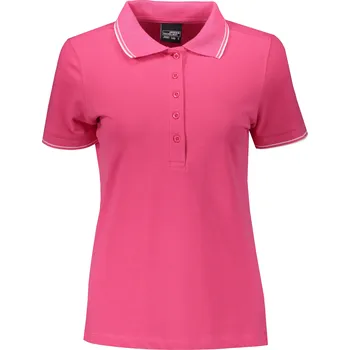 Dámské triko s límečkem JAMES NICHOLSON JN985 PINK/WHITE S