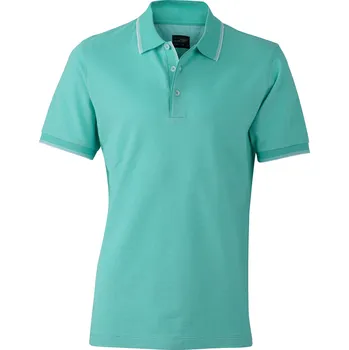 Pánské tričko Pánské triko s límečkem trendy JAMES NICHOLSON JN704 CARIBBEAN GREEN/WHITE M