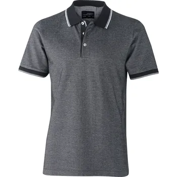 Pánské tričko Pánské triko s límečkem trendy JAMES NICHOLSON JN704 BLACK/WHITE S