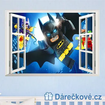 Samolepící dekorace Batman v otevřeném okně, samolepka na zeď, vel.70x50cm