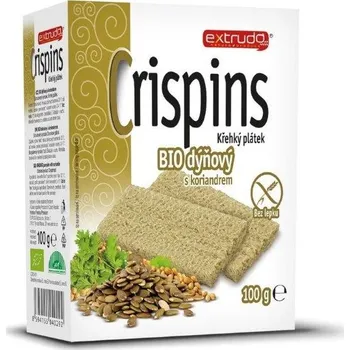 Trvanlivě pečivo Extrudo Crispins křehký plátek dýňový s koriandrem Bio 100 g