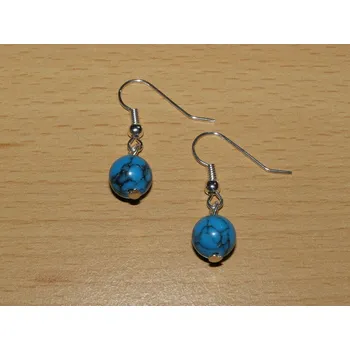 Drahý kámen Tyrkenit - Náušnice - kuličky - knu26