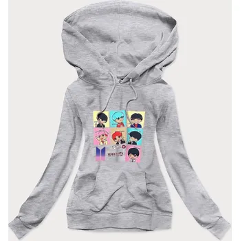 Dámská mikina Šedá dámská sportovní mikina s potiskem (N7283) odstíny šedé uni velikost