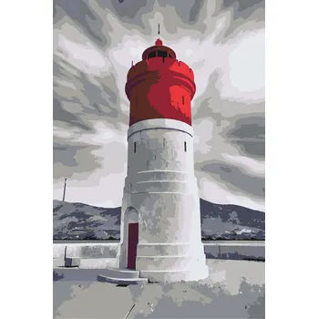 Malování podle čísel - Maják s červenou střechou Velikost: 40x60cm, Rámování: Pouze srolované plátno