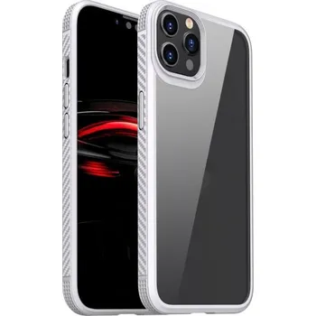 Pouzdro na mobilní telefon Nárazuvzdorný transparentní kryt s karbonovou texturou pro iPhone 11 Pro Max - bílý