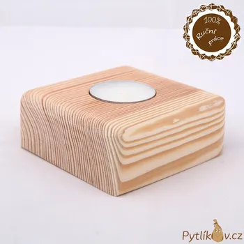 Svícen Svícen dřevěný přírodní - hladký, oblé hrany (Dřevěný ručně vyráběný svícen na čajovou svíčku bez povrchové úpravy.)