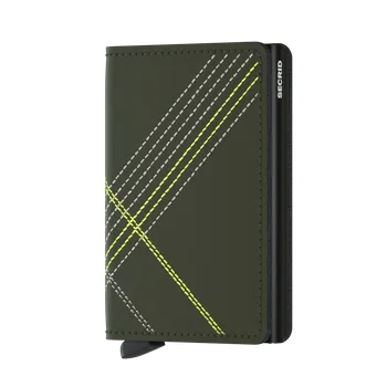 Peněženka Kožená peněženka SECRID Slimwallet Stitch Linea Lime khaki se zeleným prošíváním
