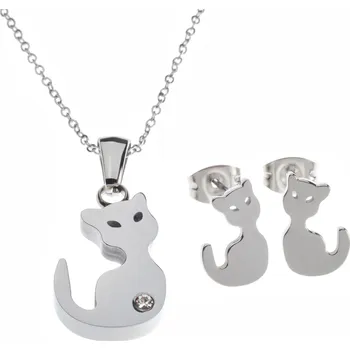 Souprava šperků biju Set z chirurgické oceli+přívěsek, kočka