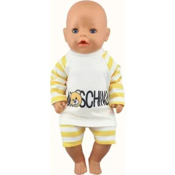 Dvoudílné sety oblečků pro American girl a Baby Born 43-45 cm Varianta: žluto-býlí set s medvídkem