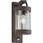 Trio 204169124 venkovní nástěnné svítidlo s pohybovým čidlem Sambesi 1x28W | E27 | IP44 - hnědá + sada - Trio LED žárovka 2x10W | E27 | 3000K | 806lm