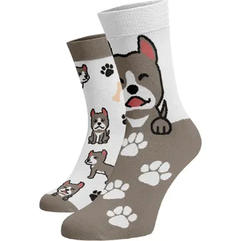 Dámské ponožky Veselé ponožky Pitbull Bílá Bavlna 39-41