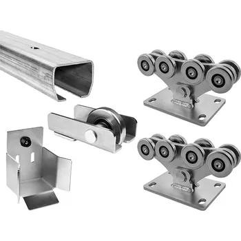 SADA IBFM 65Z - díly pro výrobu samonosné posuvné brány do 7m průjezdové šíře a do 650kg, pozinkovaný C profil 9m, 2x vozík, kapsa a koncovka