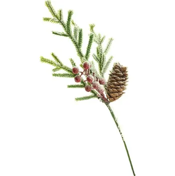 umělá květina FloraSystem Vánoční dekorační zápich se šiškou zelená