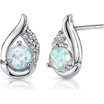 Šperk Stříbrné náušnice s bílými opály a zirkony Edily