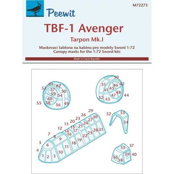 Plastikový model 1/72 Canopy mask TBF-1 Avenger (SWORD)