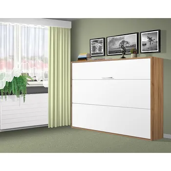 Postel Nabytekmorava Sklápěcí postel VS1056, 200x140cm barva lamina: ořech Lyon/bílé dveře, varianta dveří: matné