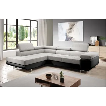 Sedací souprava Rozkládací rohová sedačka ALBERTO DELUXE šedá / černá