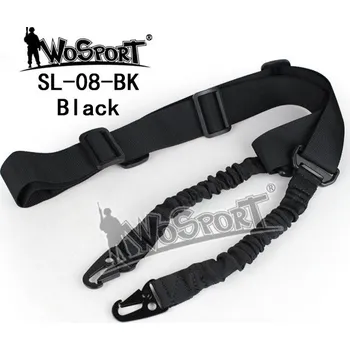 Airsoft Wosport Taktický 1-bodový popruh bungee, Černý - 2 karabiny