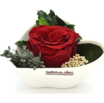 Aranže stabilizovaná růže srdcová miska velká Lena