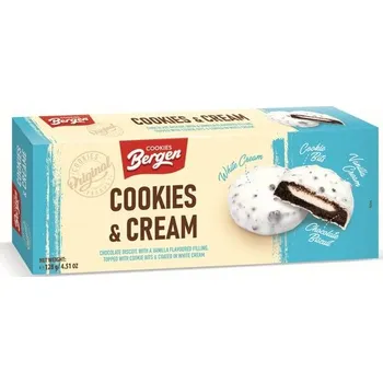 Cukrovinka Bergen Cookies s čokoládou a vanilkovým kremem 128g
