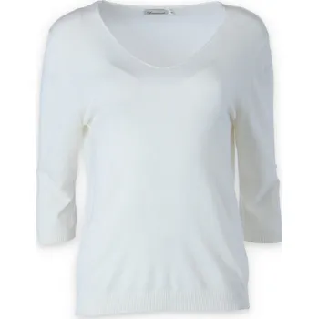 Dámský svetr Svetřík do "V" 3/4 rukáv 19076 Damod barva: bílá, velikost: L