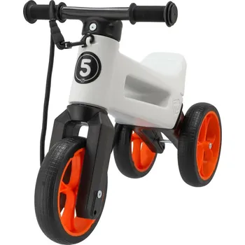 Odrážedlo Odrážedlo FUNNY WHEELS Rider SuperSport bílé/oranž. 2v1+popruh,výš.sedla28/30cm nos.25kg 18m+v sáčku