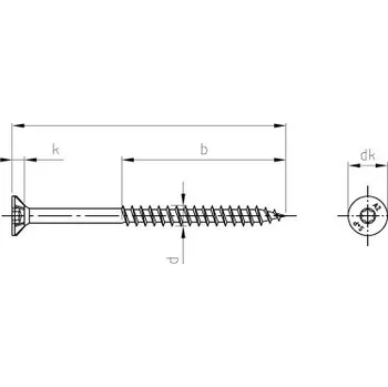 Šroub Nerezový vrut Art. 9047 A2 5,0X120/70 TX25