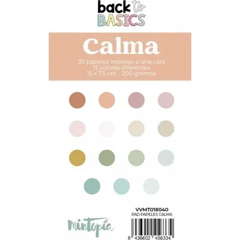 Umělecký papír mintopia Sada jednostranných barevných papírů (30ks) 7,5x15cm Calma