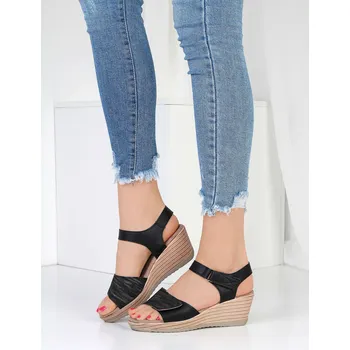 Dámské sandále GOLL Třpytivé sandály na klínku E018-1B Velikost: 40