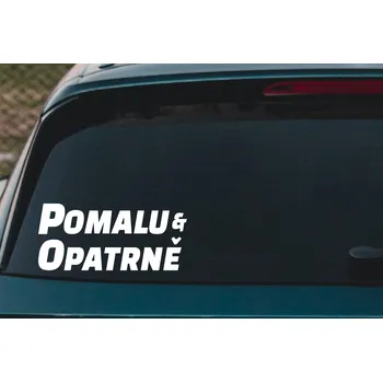 Samolepící dekorace Lepy.cz Samolepka na auto Pomalu a opatrně Velikost (šířka x výška): 15x7cm, Barevná varianta: Mátová zelená