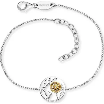 Náramek Náramek ENGELSRUFER Mapa se zlaceným kompasem ERB-ALOHAWORLD-BIG