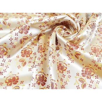 HEDVA ČESKÝ BROKÁT Ondrin 160 krojový brokát KVĚT POMNĚNKY ecru | R117