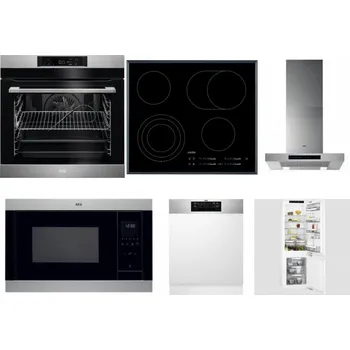 Set domácích spotřebičů AEG BPK742380M + AEG Mastery DirectTouch HK654070FB + AEG Mastery DBB5660HM + AEG Mastery MSB2547D-M + AEG FEE72706PM + AEG Mastery FlexiShelf SCE818D3LC