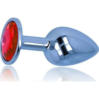 Anální šperk LOLO anální kolík s diamantem z nerezové oceli červený - 2,8cm