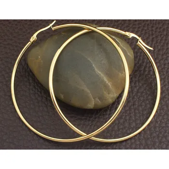 Náušnice B-TOP Kruhové náušnice z nerezové oceli - zlatá Velikost kroužku: 50 mm