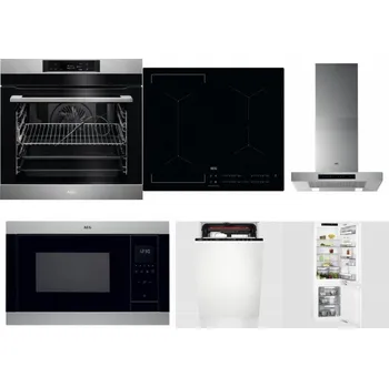 Set domácích spotřebičů AEG BPK742380M + AEG Mastery Bridge IKE64441IB + AEG Mastery DBB5660HM + AEG Mastery MSB2547D-M + AEG Mastery MaxiFlex FSE73507P + AEG Mastery FlexiShelf SCE818D3LC