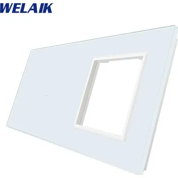 vypínač WELAIK dvojnásobný skleněný panel 0+zás - bílý