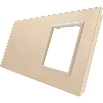 vypínač WELAIK dvojnásobný skleněný panel 0+zás -ivory creme