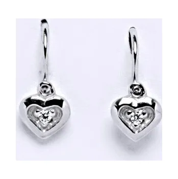 Náušnice Stříbrné dětské náušnice srdce čirý zirkon - VE201 (Stříbrné dětské náušnice se zirkony)