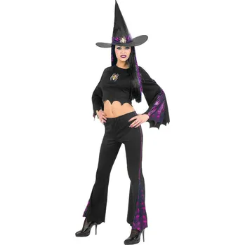 Karnevalový kostým Dámský kostým čarodějnice se svítícím pavoukem - Velikost S