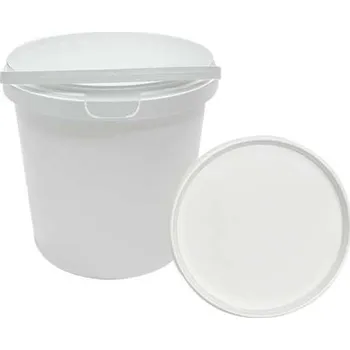 Jednorázové nádobí kbelík kulatý 1 180 ml, PP, s ručkou, bílý + víčko, KombiBox (200 ks/balení)