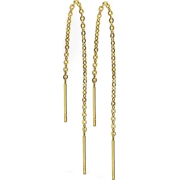 Náušnice Šperky4U Zlacené ocelové náušnice řetízkové - OPN1140-GD