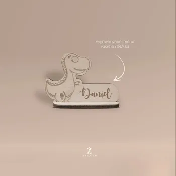 Svatební dekorace Dřevěná jmenovka s gravírováním vlastního jména T-REX Množství: 20 ks
